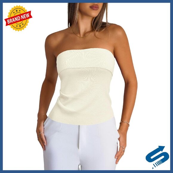 Tops - Silk Blend Tube Top Non-Slip Ruched Summer Casual Wear
